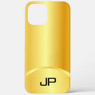 Custom Faux Gold Elegant Modern Monogrammed iPhone 12 Pro Max Case