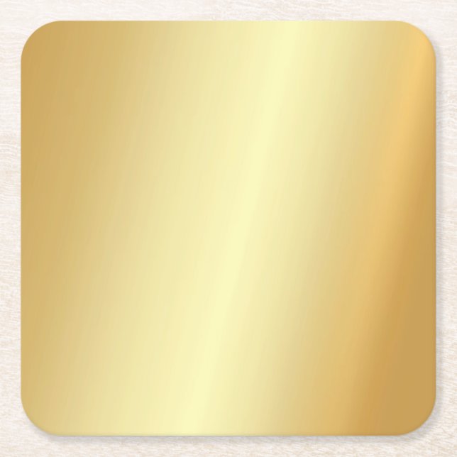 Custom Faux Gold Elegant Modern Template Blank Square Paper Coaster (Front)