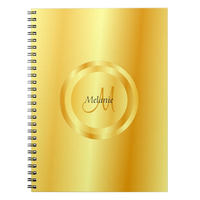 Custom Faux Gold Elegant Template Monogram Notebook (Front)