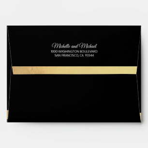 Custom Faux Gold Foil Insert Black Wedding Envelope