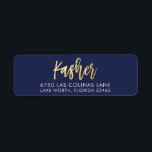 CUSTOM faux gold foil names navy   gold KASHER Return Address Label<br><div class="desc">*** NOTE - THE SHINY GOLD FOIL EFFECT IS A PRINTED PICTURE *** - - - - - - - - - - - - - - - - - - - - - - - - - - - - - - - - - - - - - -...</div>