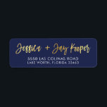 CUSTOM faux gold foil names navy   gold KOOPER Return Address Label<br><div class="desc">*** NOTE - THE SHINY GOLD FOIL EFFECT IS A PRINTED PICTURE *** - - - - - - - - - - - - - - - - - - - - - - CONTACT ME for custom "faux gold foil effect type" Love the design, but would like to...</div>