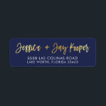 CUSTOM faux gold foil names navy   gold KOOPER Return Address Label<br><div class="desc">*** NOTE - THE SHINY GOLD FOIL EFFECT IS A PRINTED PICTURE *** - - - - - - - - - - - - - - - - - - - - - - CONTACT ME for custom "faux gold foil effect type" Love the design, but would like to...</div>