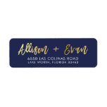 CUSTOM faux gold foil names navy   gold Return Address Label<br><div class="desc">CONTACT ME for custom "faux gold foil effect type" Love the design, but would like to see some changes - another colour scheme, product, add a photo or adapted for a different occasion - no worries simply contact me, kat@simplysweetPAPERIE.com - I am happy to help! - - - - -...</div>