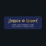 CUSTOM faux gold foil names navy   gold ZACHARY Return Address Label<br><div class="desc">*** NOTE - THE SHINY GOLD FOIL EFFECT IS A PRINTED PICTURE *** - - - - - - - - - - - - - - - - - - - - - - - - - - - - - - - - - - - - - -...</div>