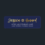 CUSTOM faux gold foil names navy   gold ZACHARY Return Address Label<br><div class="desc">*** NOTE - THE SHINY GOLD FOIL EFFECT IS A PRINTED PICTURE *** - - - - - - - - - - - - - - - - - - - - - - - - - - - - - - - - - - - - - -...</div>