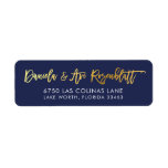 CUSTOM faux gold foil names navy   gold ZACHARY Return Address Label<br><div class="desc">*** NOTE - THE SHINY GOLD FOIL EFFECT IS A PRINTED PICTURE *** - - - - - - - - - - - - - - - - - - - - - CONTACT ME for custom "faux gold foil effect type" Love the design, but would like to see...</div>