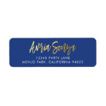 CUSTOM faux gold foil names royal blue AVRIA SONYA Return Address Label<br><div class="desc">*** NOTE - THE SHINY GOLD FOIL EFFECT IS A PRINTED PICTURE *** - - - - - - - - - - - - - - - - - - - - - - - - - - - - - - - - - - - - - -...</div>