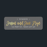 CUSTOM faux gold foil script names grey   gold Return Address Label<br><div class="desc">*** NOTE - THE SHINY GOLD FOIL EFFECT IS A PRINTED PICTURE *** - - - - - - - - - - - - - - - - - - - - - - - - - - - - - - - - - - - - - -...</div>