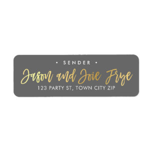 CUSTOM faux gold foil script names grey + gold Return Address Label