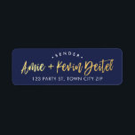 CUSTOM faux gold foil script names navy   gold Return Address Label<br><div class="desc">*** NOTE - THE SHINY GOLD FOIL EFFECT IS A PRINTED PICTURE *** - - - - - - - - - - - - - - - - - - - - - - - - - - - - - - - - - - - - - -...</div>