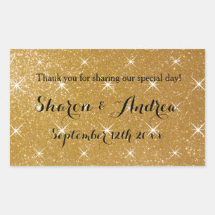 Custom faux gold glitter sparkly wedding stickers