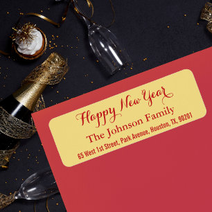 Custom Faux Gold Happy New Year DIY Return Address Label