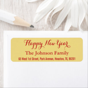 Custom Faux Gold Happy New Year DIY Return Address Return Address Label