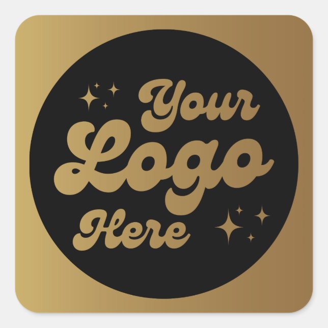 Custom Faux Gold Logo Square Sticker (Front)