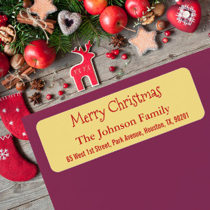 Custom Faux Gold Merry Christmas Return Address Label