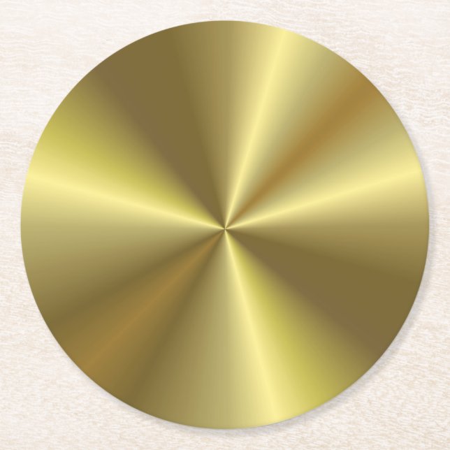Custom Faux Gold Metallic Look Elegant Blank Round Paper Coaster (Front)