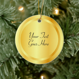 Custom Faux Gold Metallic Look Elegant Template Ceramic Ornament