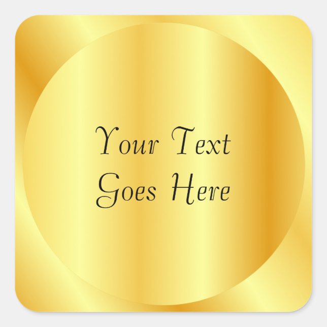Custom Faux Gold Metallic Look Elegant Template Square Sticker (Front)