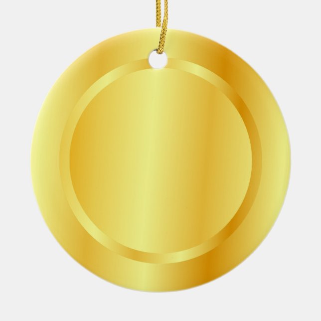 Custom Faux Gold Metallic Look Template Ceramic Ornament (Front)