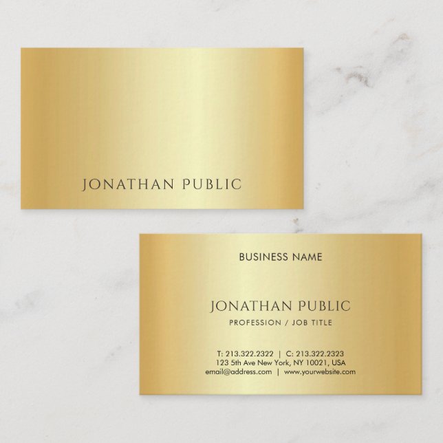Custom Faux Gold Minimalist Beautiful Template Business Card (Front/Back)