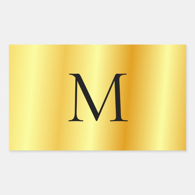 Custom Faux Gold Modern Elegant Monogram Template Rectangular Sticker (Front)