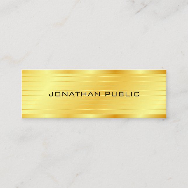 Custom Faux Gold Modern Elegant Premium Silk Mini Business Card (Front)