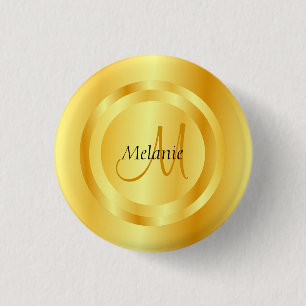 Custom Faux Gold Modern Monogram Elegant Template 3 Cm Round Badge