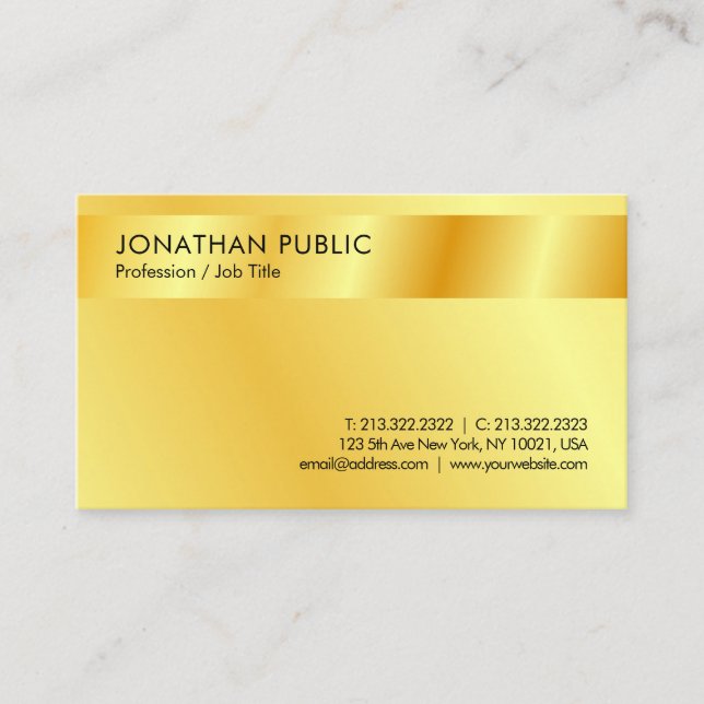 Custom Faux Gold Modern Professional Template Business Card (Front)