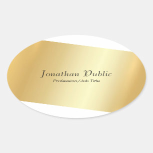 Custom Faux Gold Modern Script Glamour Template Oval Sticker