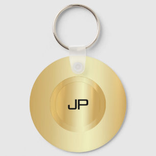 Custom Faux Gold Monogram Elegant Template Key Ring