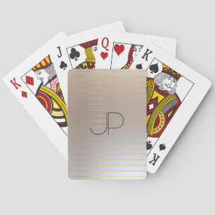 Custom Faux Gold Silver Monogram Elegant Template Playing Cards