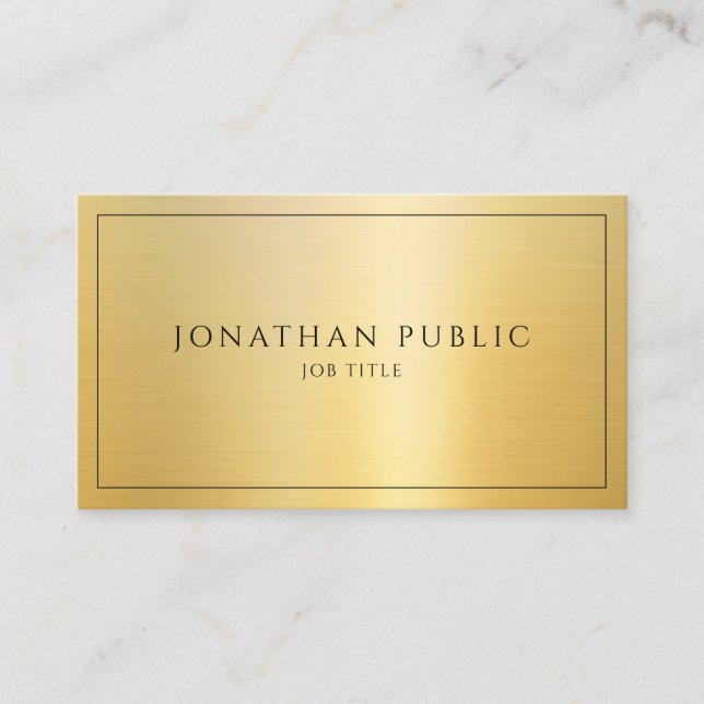 Custom Faux Gold Template Professional Stylish Business Card (Front)
