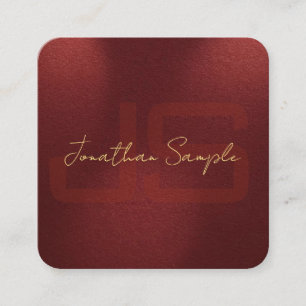 Custom Faux Gold Text Elegant Monogram Initials Square Business Card
