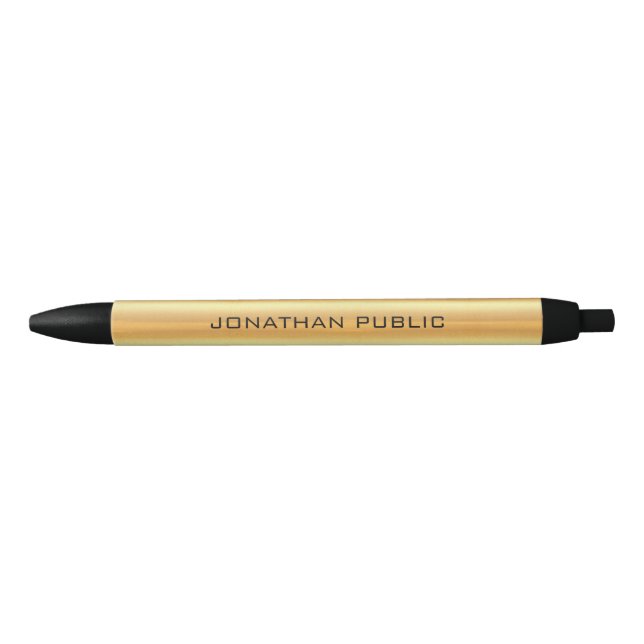 Custom Faux Gold Trendy Elegant Template Names Blue Ink Pen (Front)