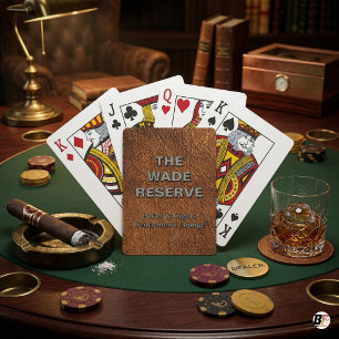 Custom Faux Leather Man Cave Poker Lounge Playing Cards