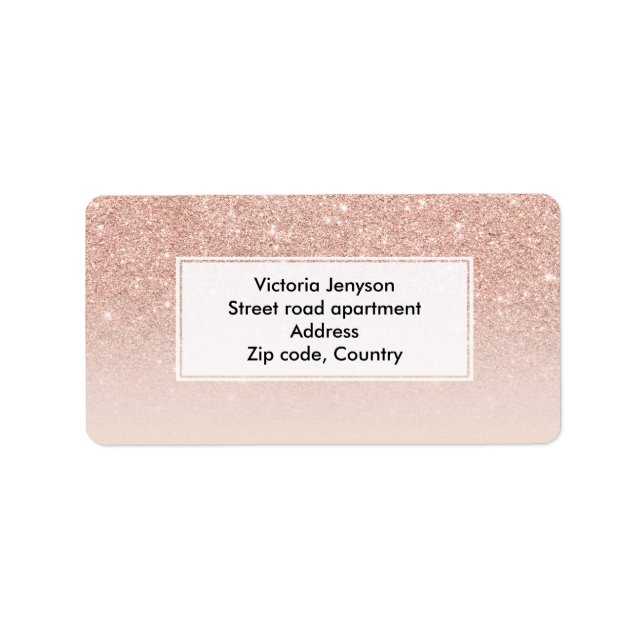 Custom faux rose pink glitter ombre label (Front)