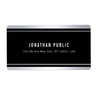 Custom Faux Silver Black Modern Elegant Shipping