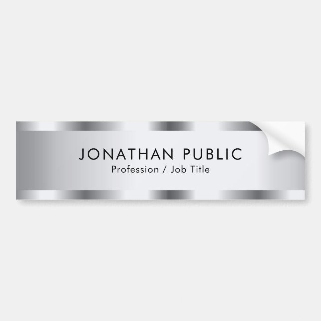 Custom Faux Silver Glamourous Elegant Template Bumper Sticker (Front)