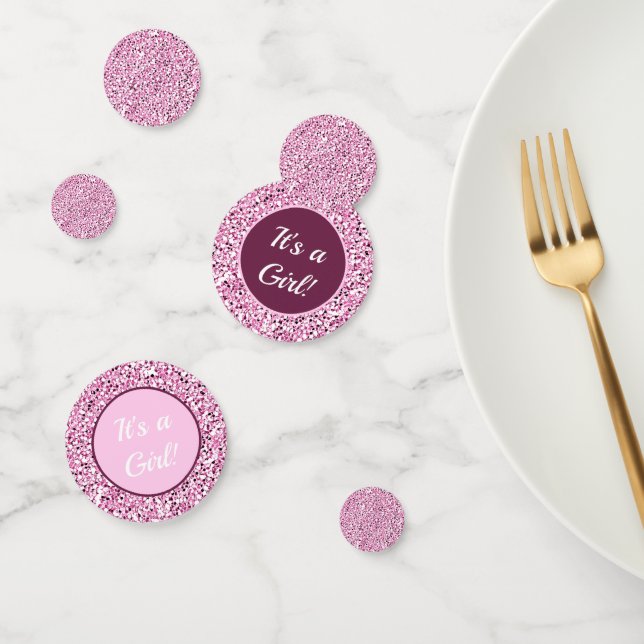 Custom Faux Sparkling Happy Birthday Pink Glitter  Confetti (Group)