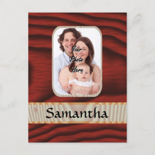 Custom faux wood photo template postcard