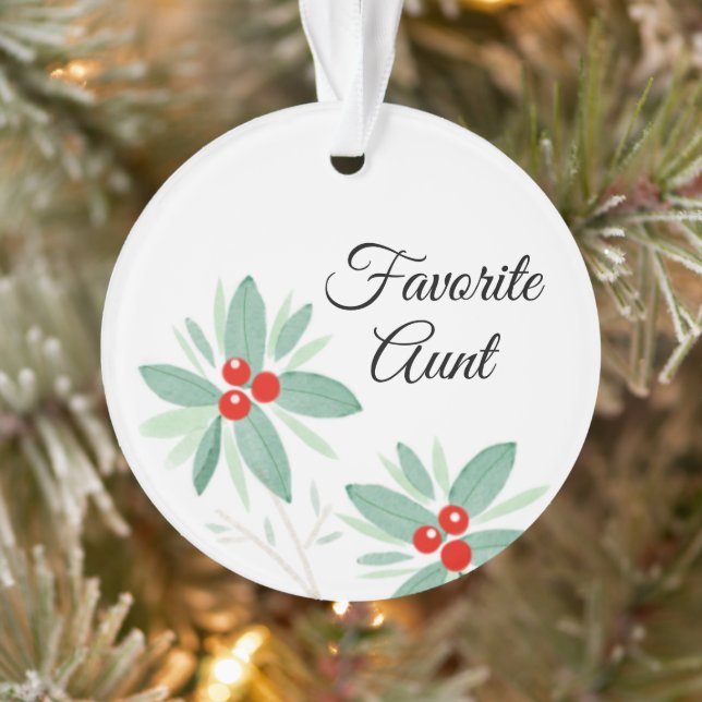 Custom Favorite Aunt Holiday Photo Ornament (Tree)