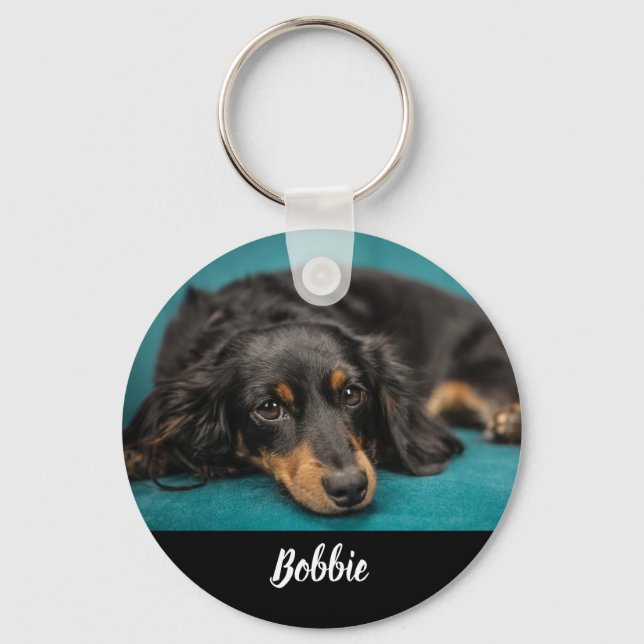 Custom favourite pet photo and text template, key ring (Front)