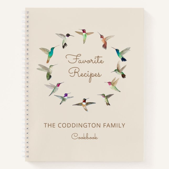Custom Favourite Recipes California Hummingbirds Notebook (Front)