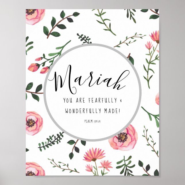 Custom Fearfully and Wonderfully Made Psalm Poster (Front)