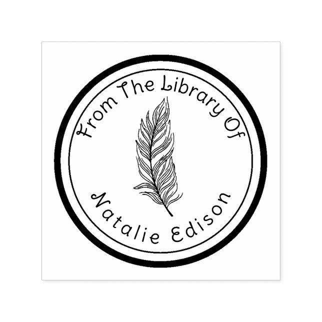 Custom Feather Design Self-Inking Library  Stamp (Design)