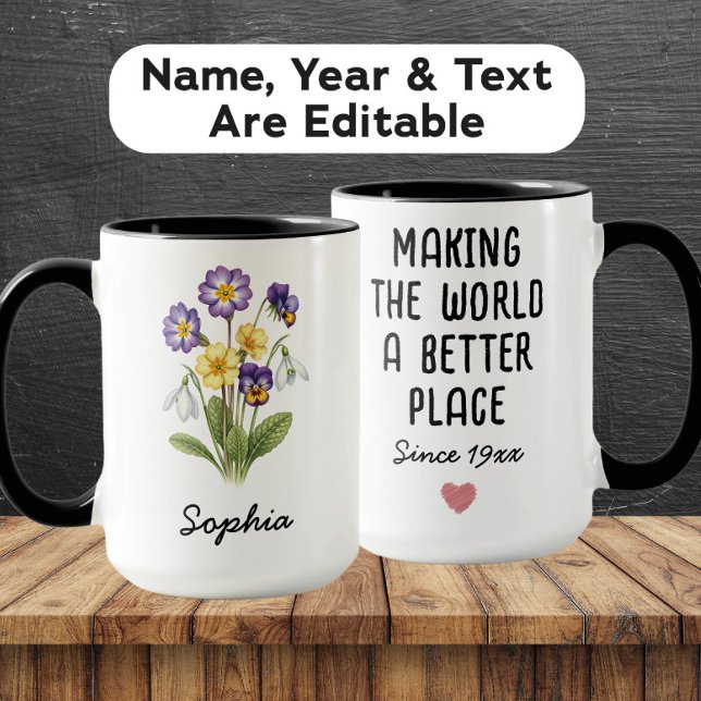 Custom February Birth Flower - Personalised Name Mug (Creator Uploaded)