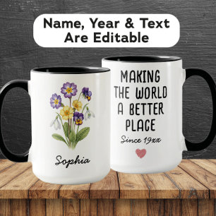 Custom February Birth Flower - Personalized Name Mug