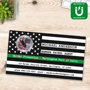 Custom Federal Law Enforcement Thin Green Line Magnetic Business Card