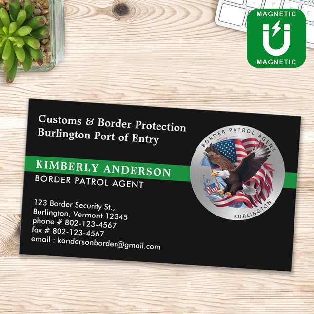 Custom Federal Military Border Patrol Agent Logo Magnetic Business Card (Creator Uploaded)